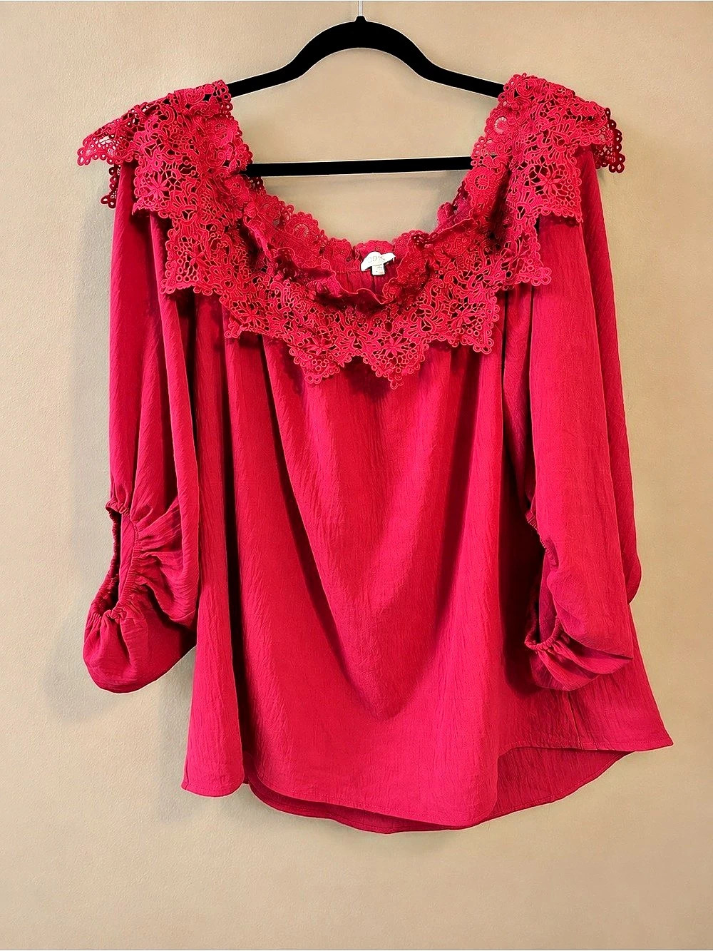 ODR Lace Neckline Blouse in Pink Size 2XL Like New